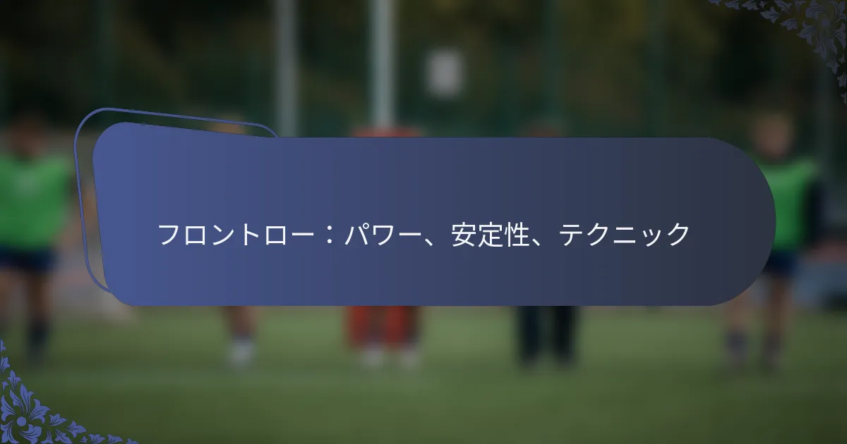 フロントロー：パワー、安定性、テクニック