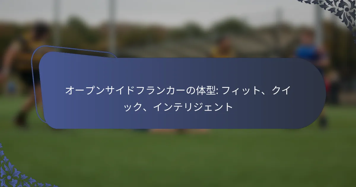 オープンサイドフランカーの体型: フィット、クイック、インテリジェント