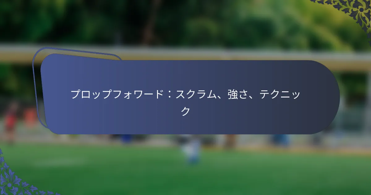 プロップフォワード：スクラム、強さ、テクニック