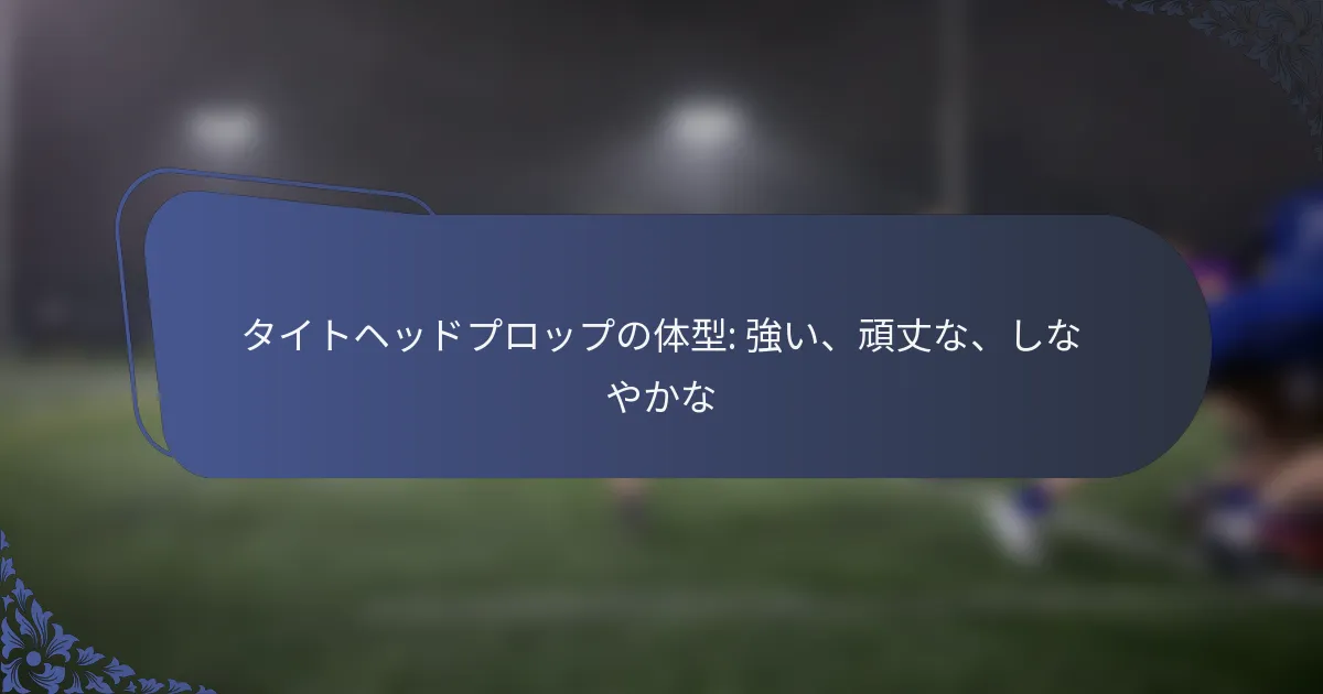 タイトヘッドプロップの体型: 強い、頑丈な、しなやかな