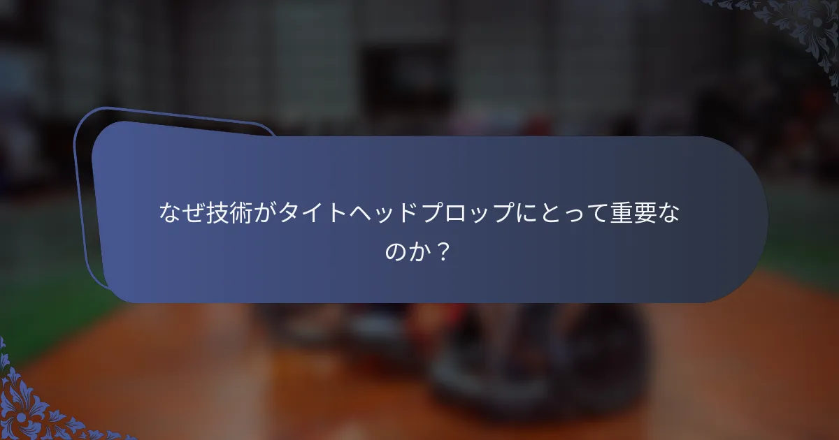 なぜ技術がタイトヘッドプロップにとって重要なのか？