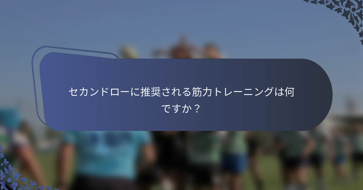 セカンドローに推奨される筋力トレーニングは何ですか？